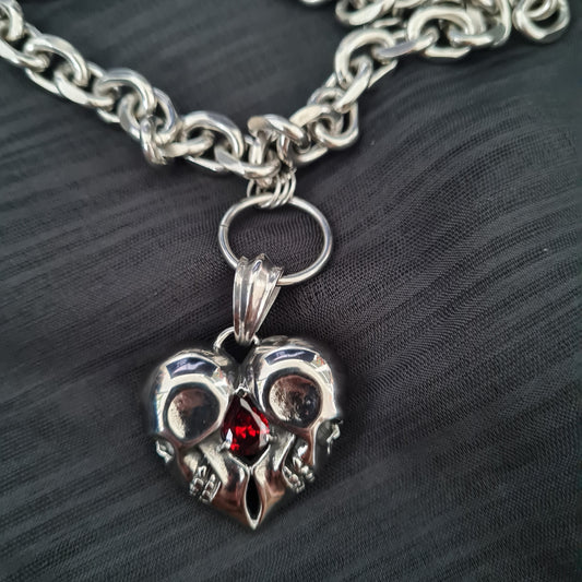 Bleeding Heart Skull Necklace