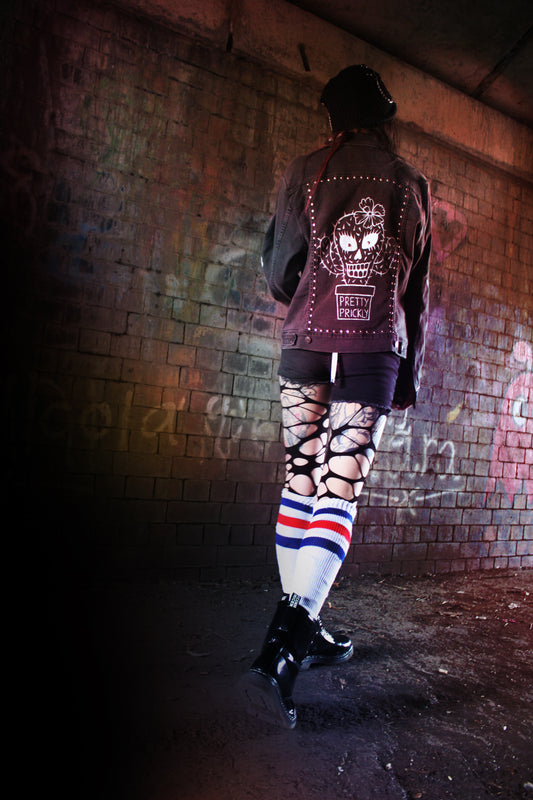 Black Custom Punk style Denim Jacket