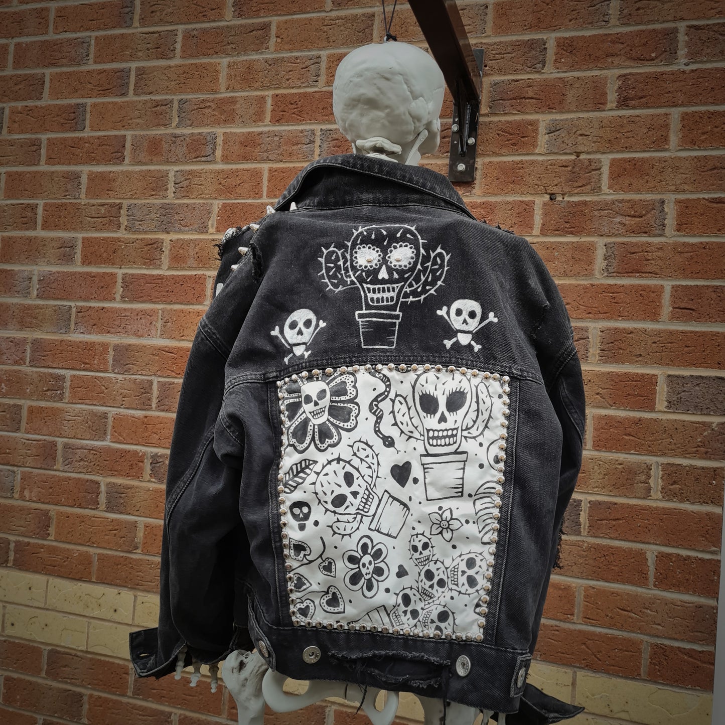 Black Ripped Custom  Denim Jacket