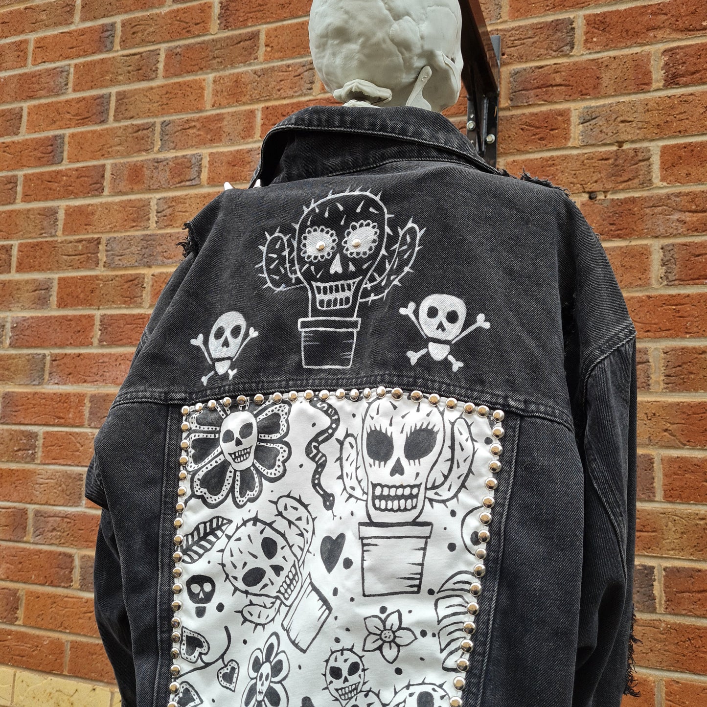 Black Ripped Custom  Denim Jacket