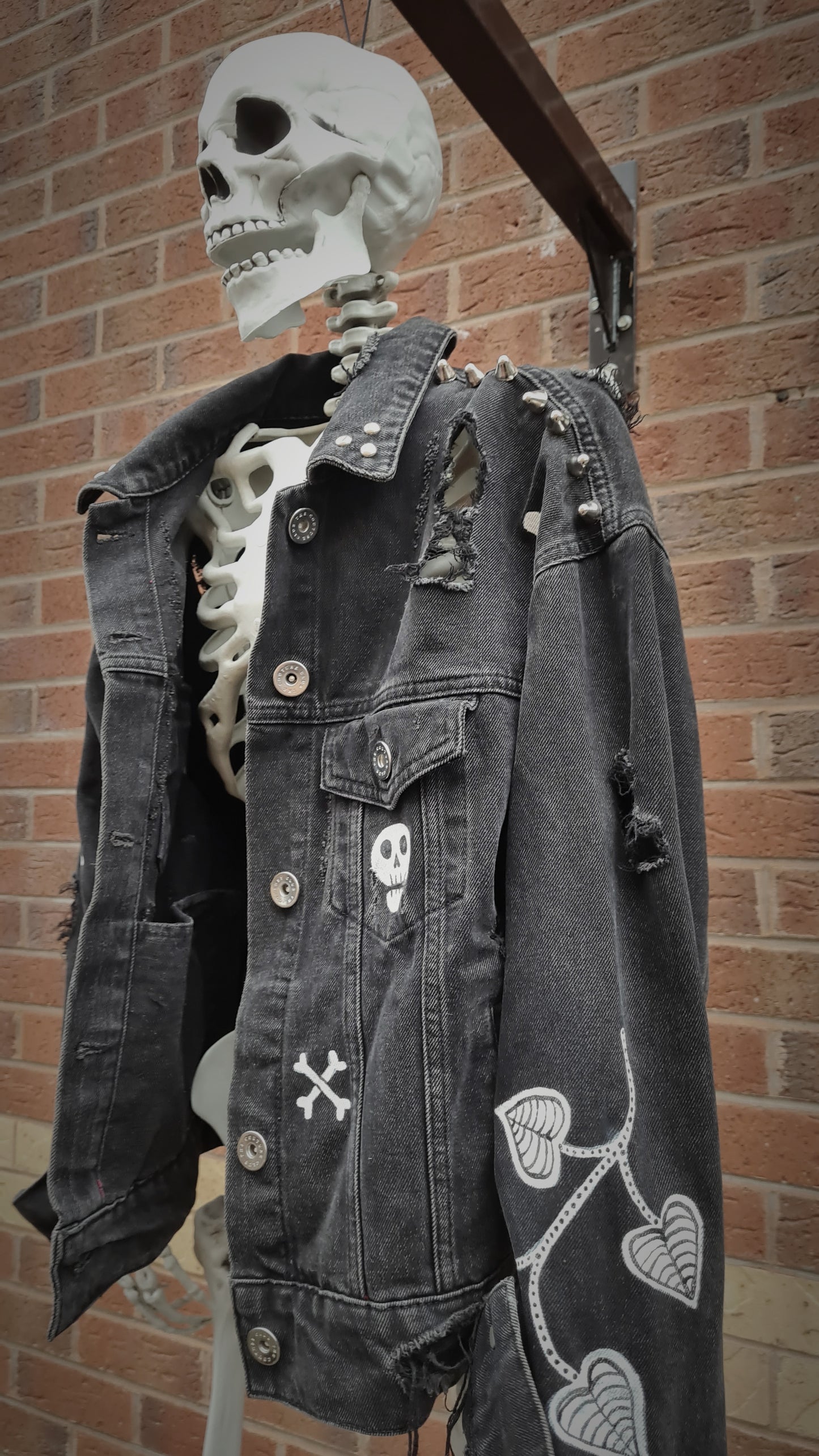 Black Ripped Custom  Denim Jacket