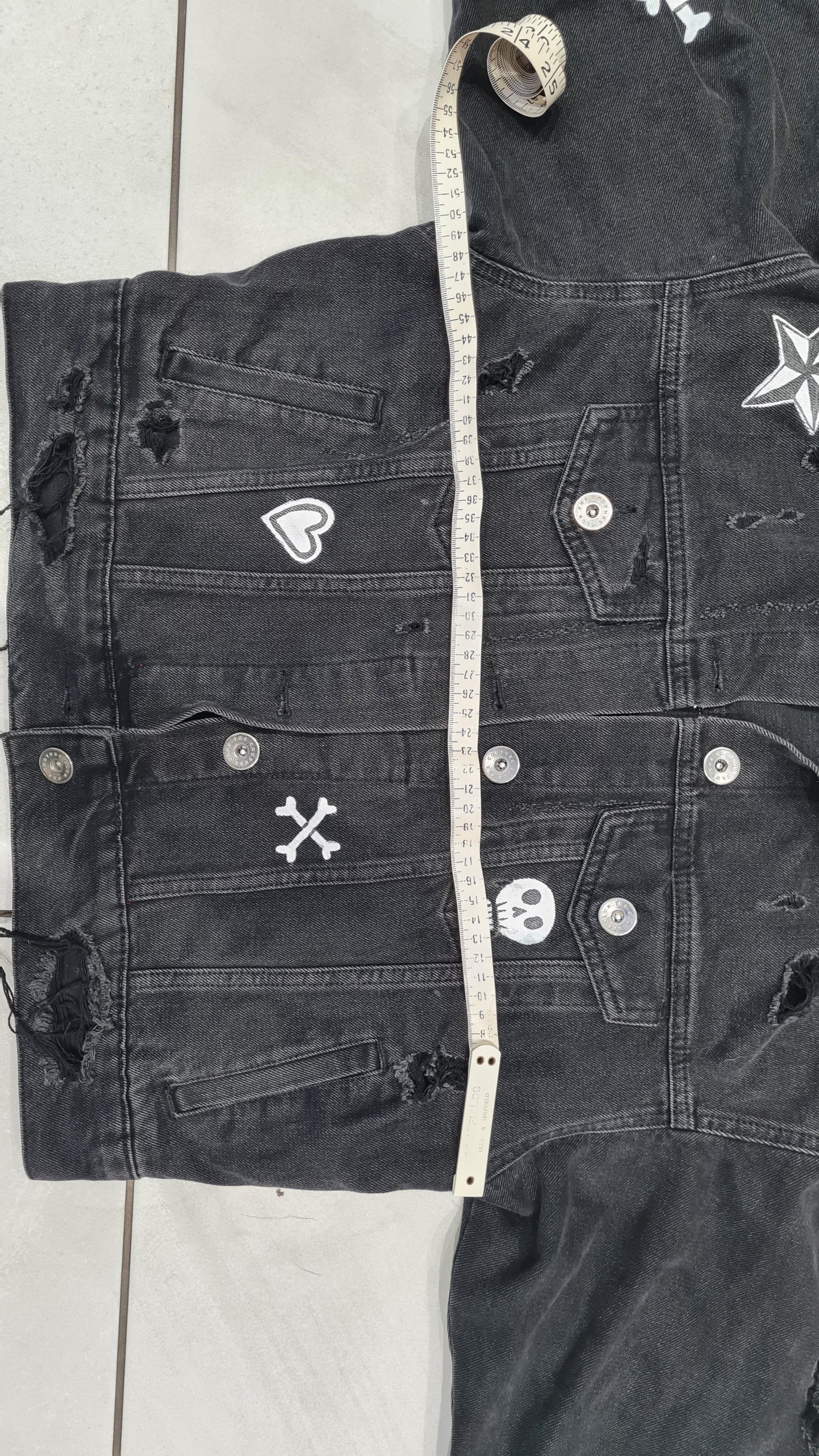 Black Ripped Custom  Denim Jacket