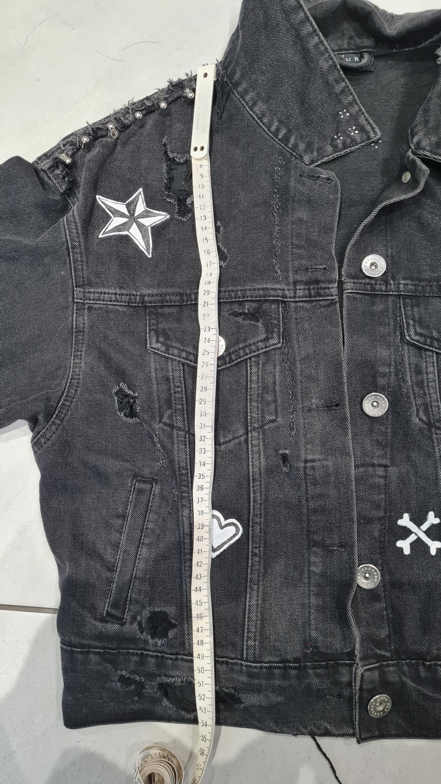 Black Ripped Custom  Denim Jacket