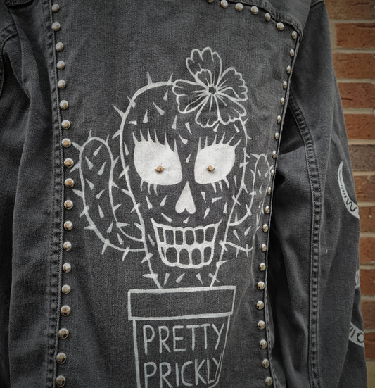 Black Custom Punk style Denim Jacket