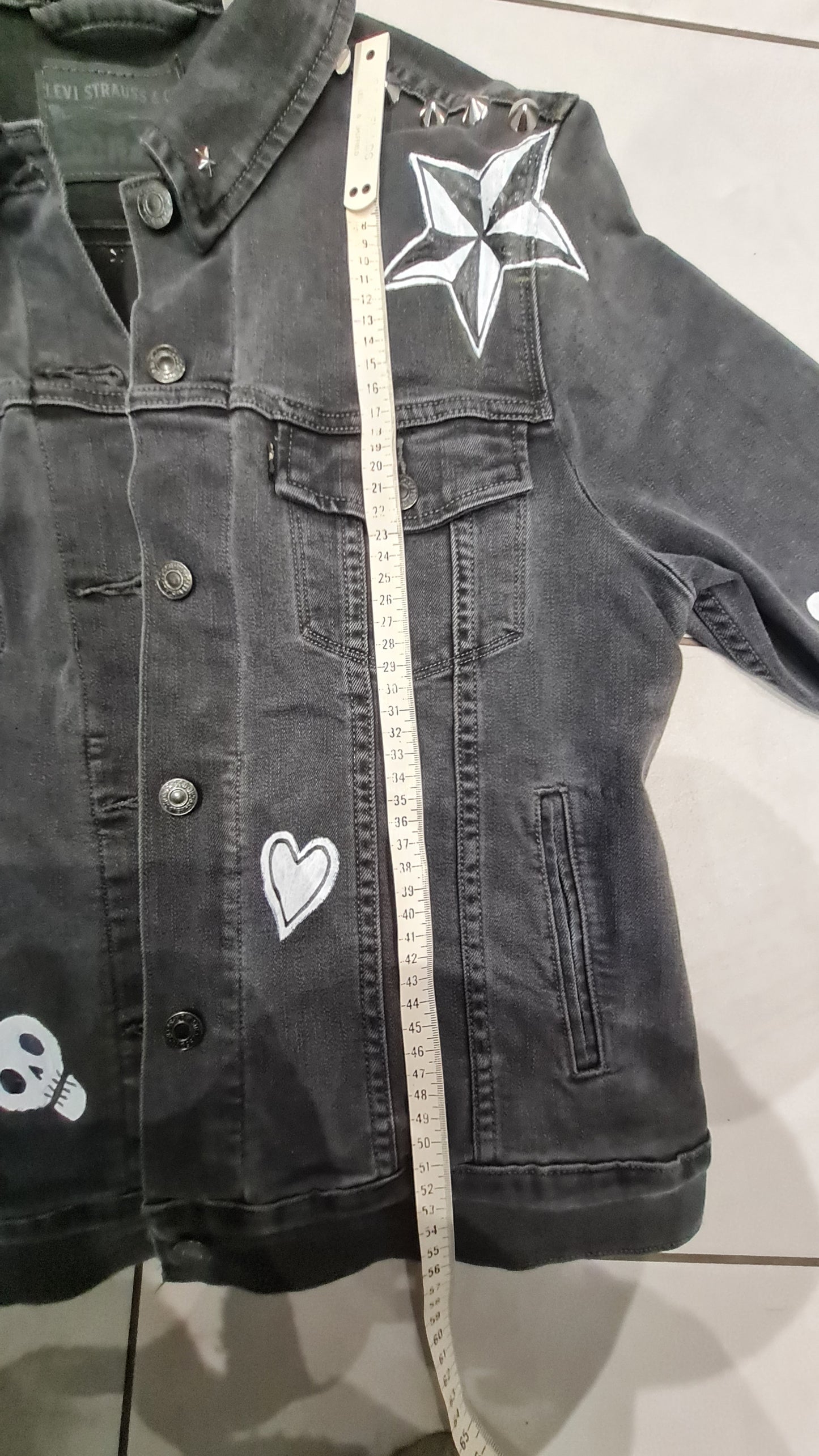 Black Custom Punk style Denim Jacket