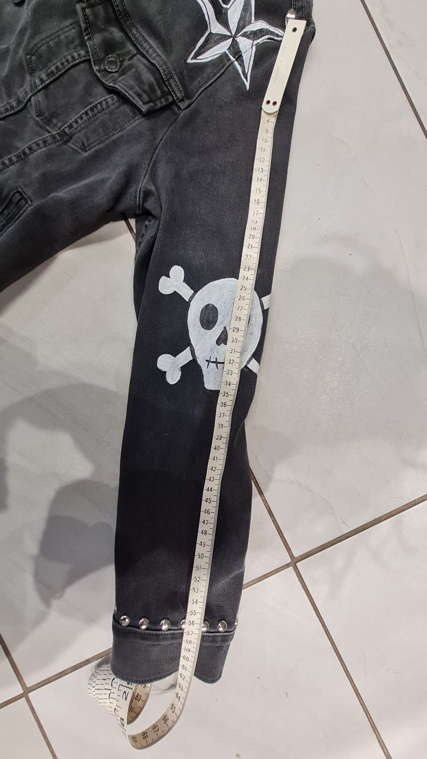 Black Custom Punk style Denim Jacket