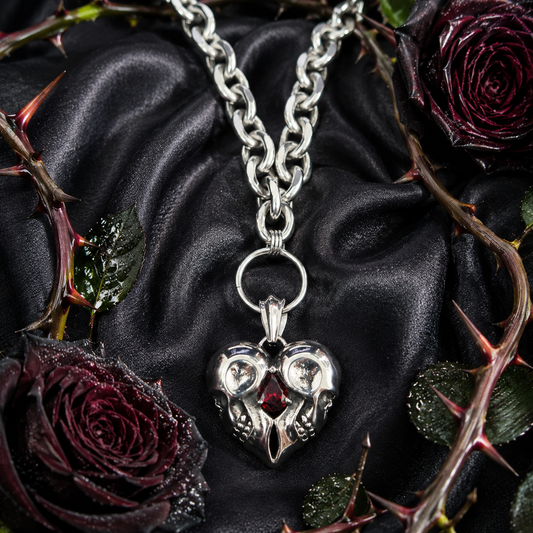 Bleeding Heart Skull Necklace