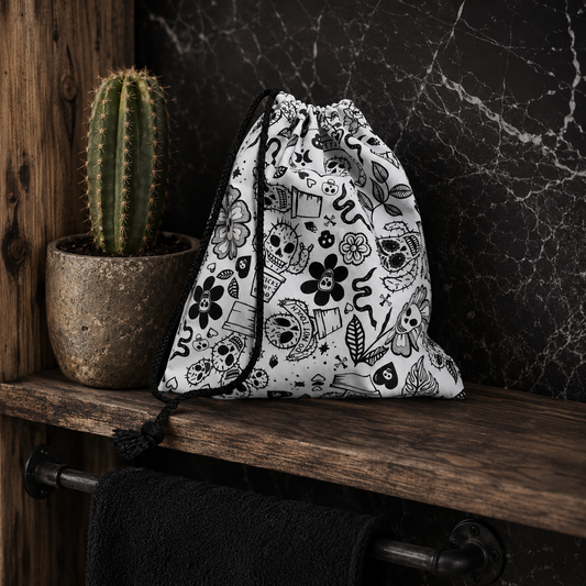 Drawstring Makeup bag - White
