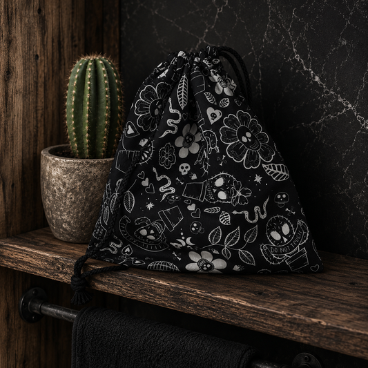 Drawstring Makeup bag - Black