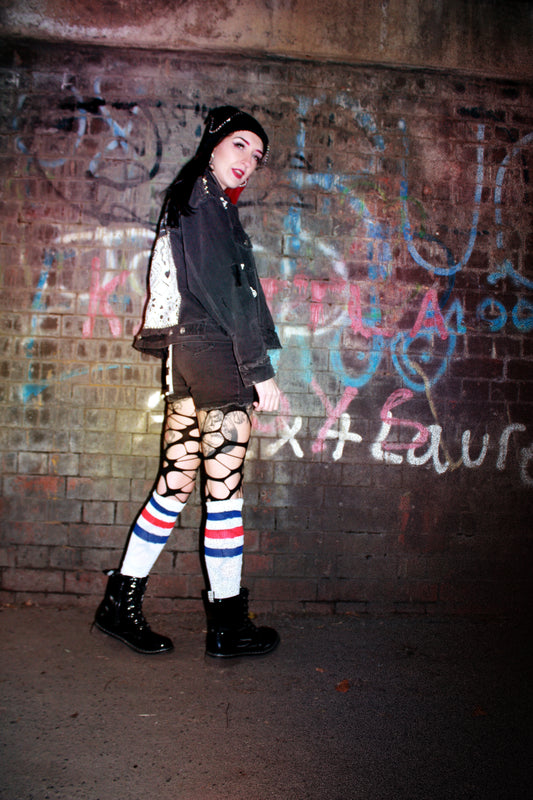 Black Ripped Custom  Denim Jacket