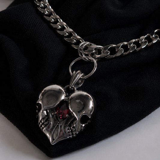 Bleeding Heart Skull Necklace