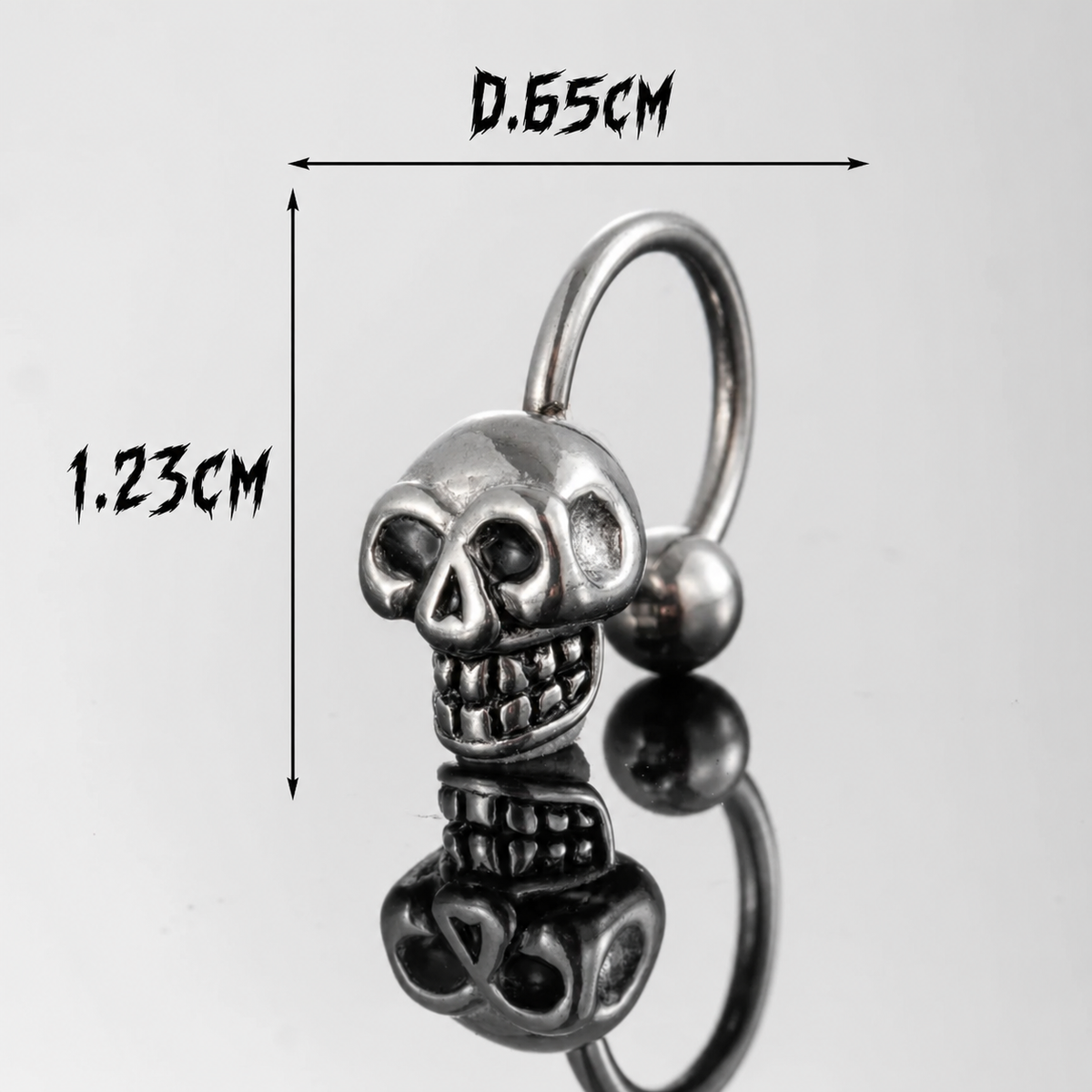 Skull hoop earring 1.2mm gauge