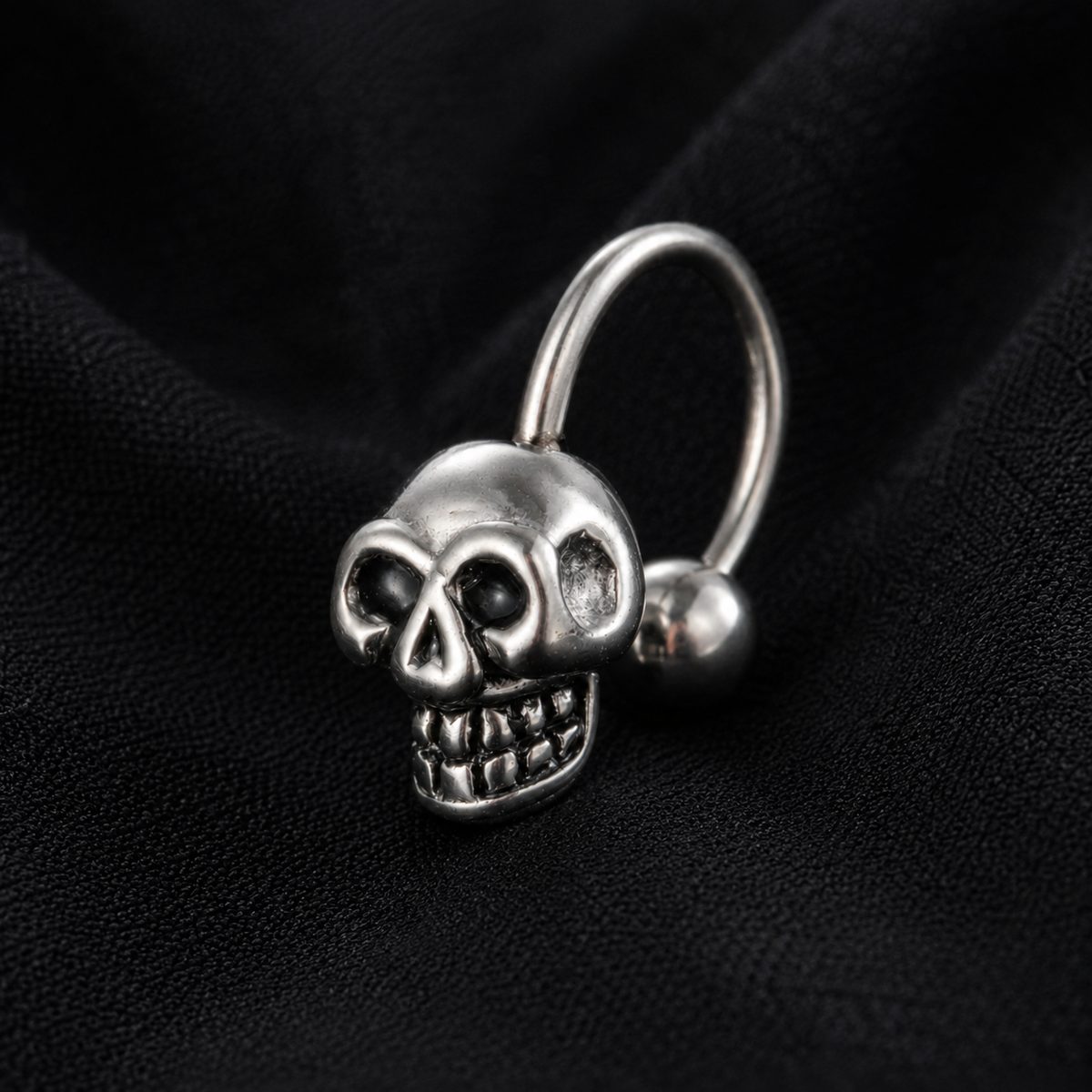 Skull hoop earring 1.2mm gauge