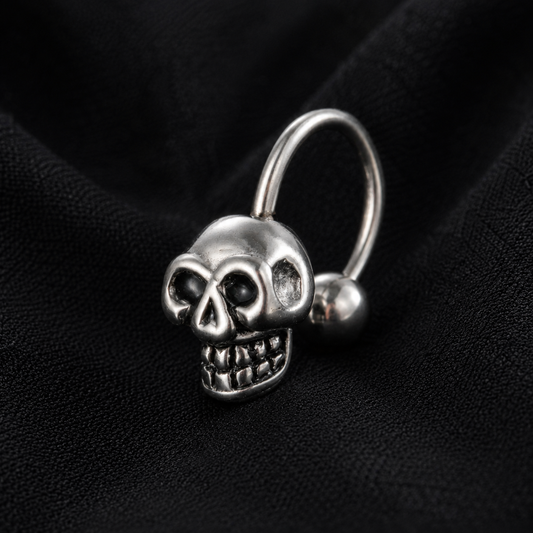 Skull hoop earring 1.2mm gauge